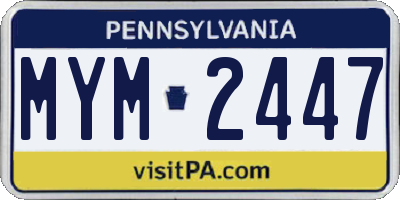 PA license plate MYM2447