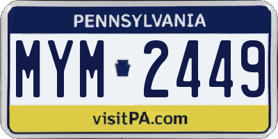 PA license plate MYM2449
