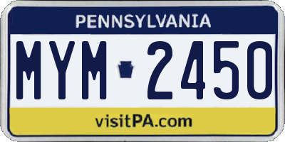 PA license plate MYM2450