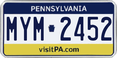 PA license plate MYM2452
