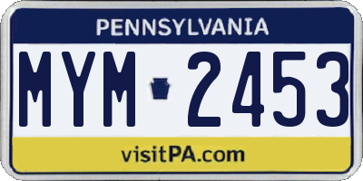 PA license plate MYM2453