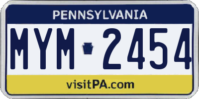 PA license plate MYM2454