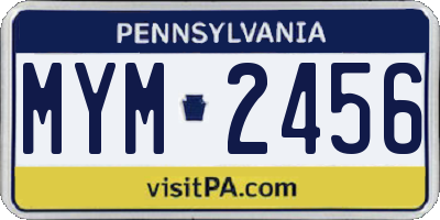 PA license plate MYM2456