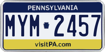 PA license plate MYM2457