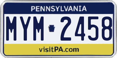 PA license plate MYM2458