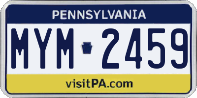 PA license plate MYM2459