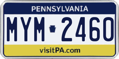 PA license plate MYM2460