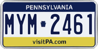 PA license plate MYM2461