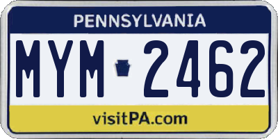 PA license plate MYM2462