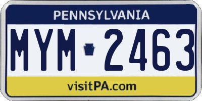 PA license plate MYM2463