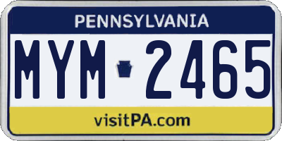 PA license plate MYM2465