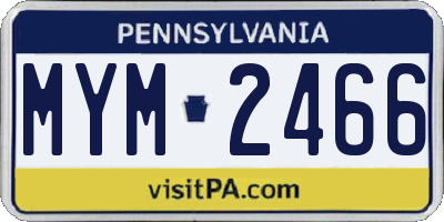 PA license plate MYM2466
