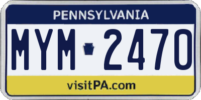 PA license plate MYM2470