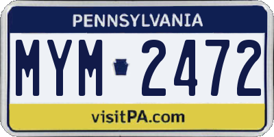 PA license plate MYM2472