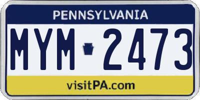 PA license plate MYM2473