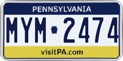 PA license plate MYM2474