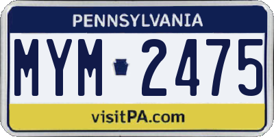 PA license plate MYM2475