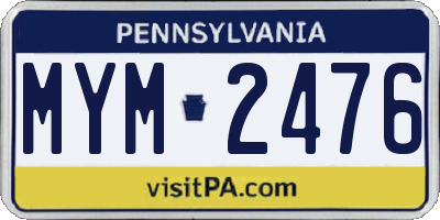 PA license plate MYM2476