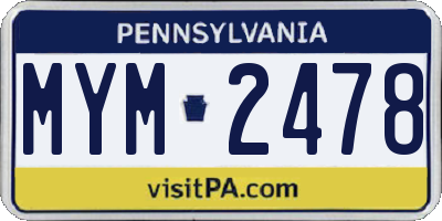 PA license plate MYM2478