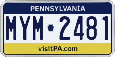 PA license plate MYM2481