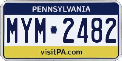 PA license plate MYM2482