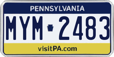 PA license plate MYM2483