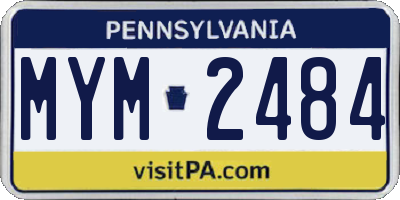 PA license plate MYM2484