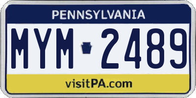 PA license plate MYM2489