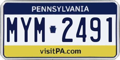 PA license plate MYM2491