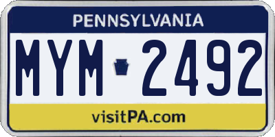 PA license plate MYM2492