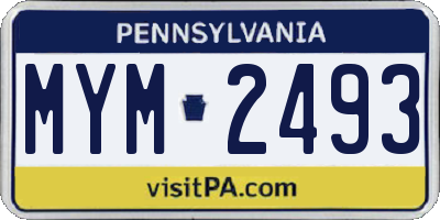 PA license plate MYM2493