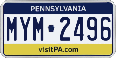 PA license plate MYM2496