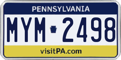 PA license plate MYM2498