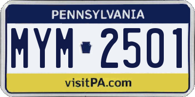 PA license plate MYM2501