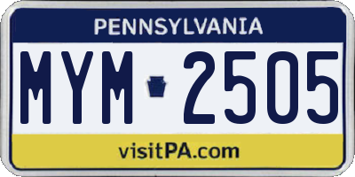 PA license plate MYM2505