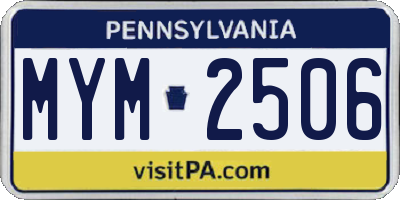 PA license plate MYM2506