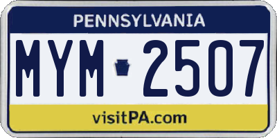 PA license plate MYM2507