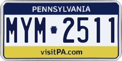 PA license plate MYM2511