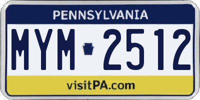 PA license plate MYM2512