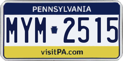 PA license plate MYM2515