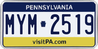 PA license plate MYM2519