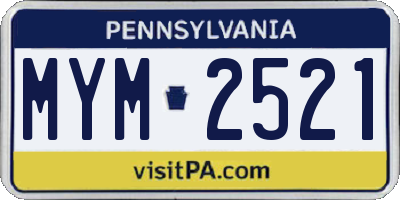 PA license plate MYM2521