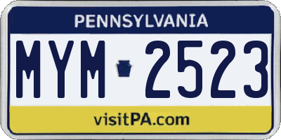 PA license plate MYM2523