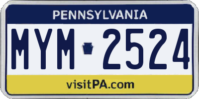 PA license plate MYM2524