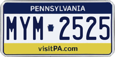 PA license plate MYM2525