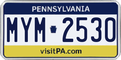 PA license plate MYM2530