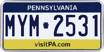 PA license plate MYM2531