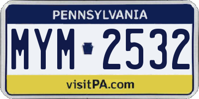 PA license plate MYM2532