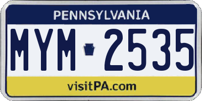 PA license plate MYM2535