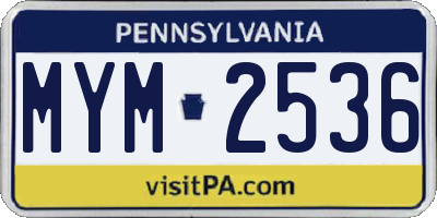 PA license plate MYM2536